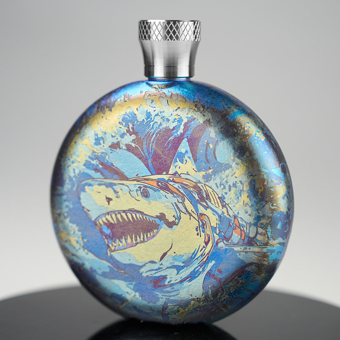 World Premiere Colored Titanium Hip Flask