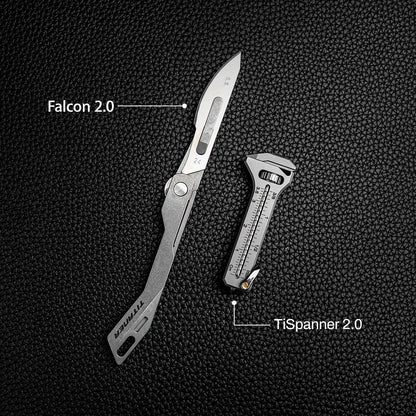 Falcon 2.0. Micro Cutter: Titanium Utility Mini Folding Cutter