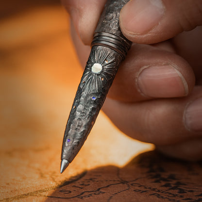 Hand-carved Titanium Tactical Ballpoint Pen