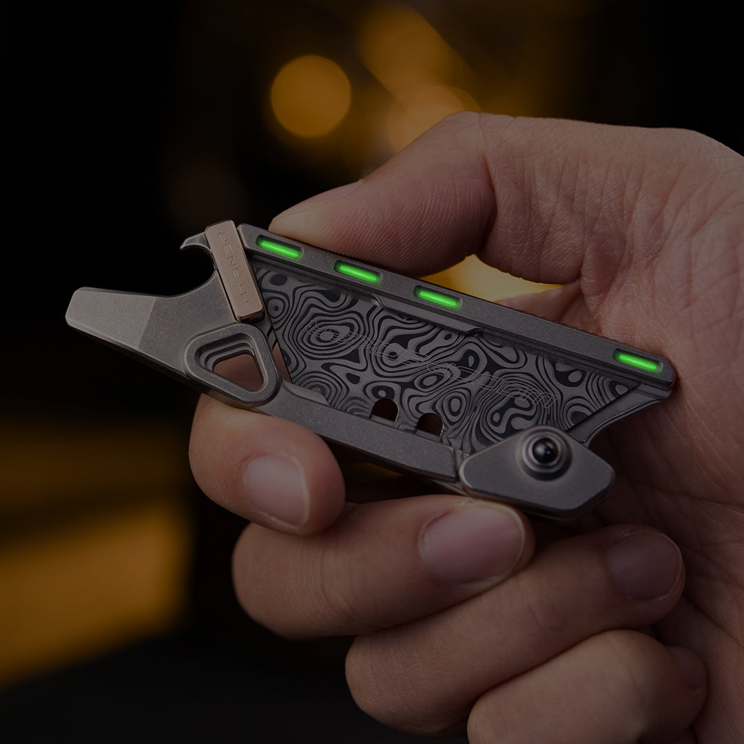 TiSafix: Titanium Safety Portable Multi Knife Damascus Pattern