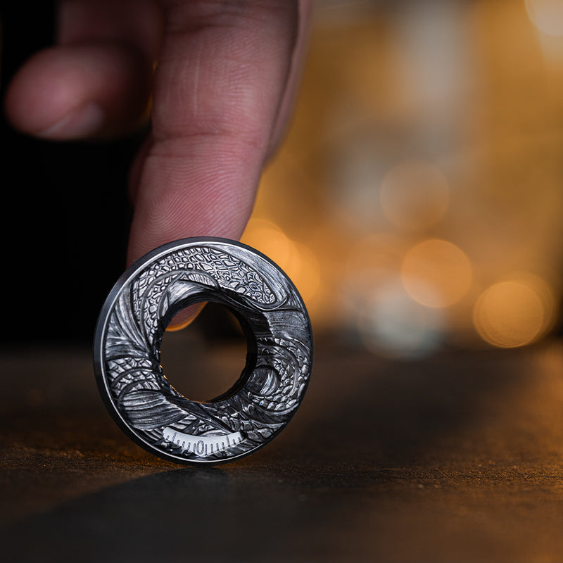 Serpent-Scaled Titanium Curve Measure Ring