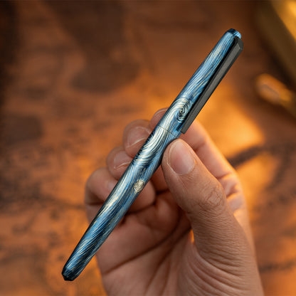 Hand-carved Titanium Tactical Ballpoint Pen