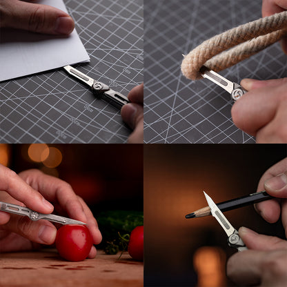 Llave utilitaria de titanio con cuchillo
