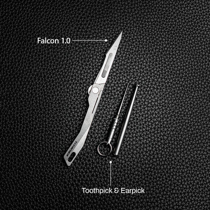 Falcon 1.0 Micro Cutter: Titanium Utility Mini Folding Cutter