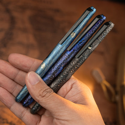 Hand-carved Titanium Tactical Ballpoint Pen