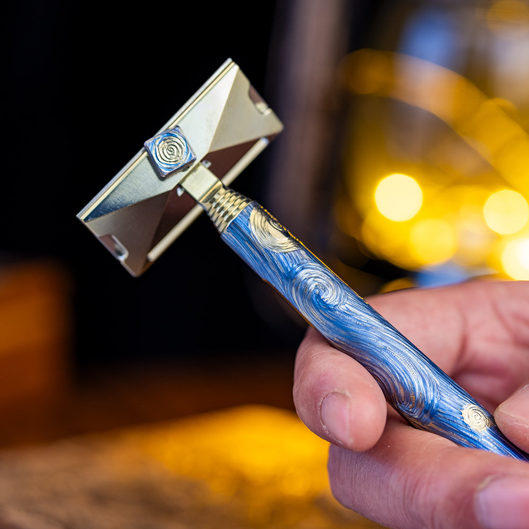 The Starry Night--Hand-Carved Titanium Single-edge Razor