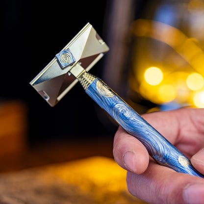 The Starry Night--Hand-Carved Titanium Single-edge Razor