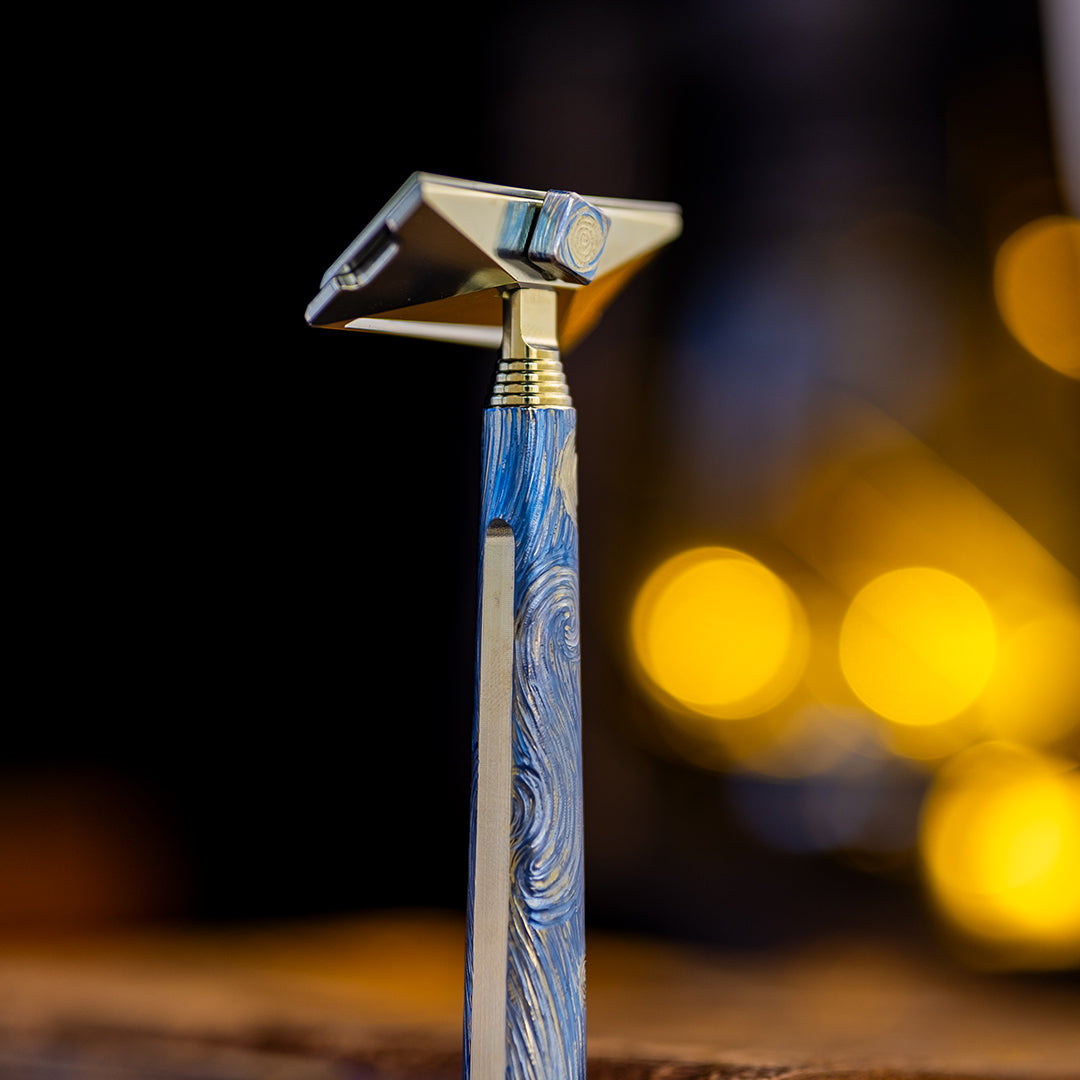 The Starry Night--Hand-Carved Titanium Single-edge Razor