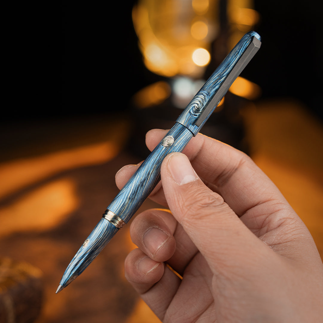 Hand-carved Titanium Tactical Ballpoint Pen