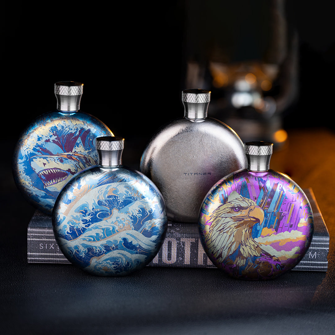 World Premiere Colored Titanium Hip Flask