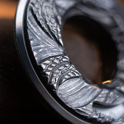 Serpent-Scaled Titanium Curve Measure Ring