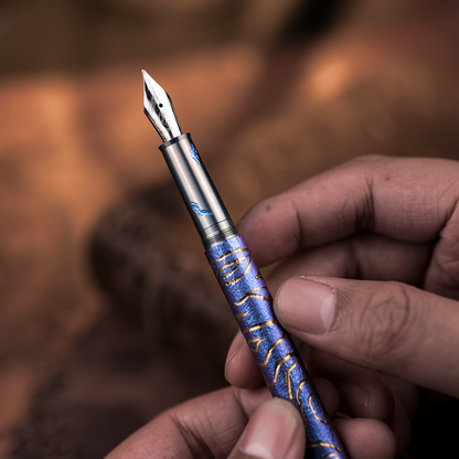 Hand-Carved Titanium Fountain Pen
