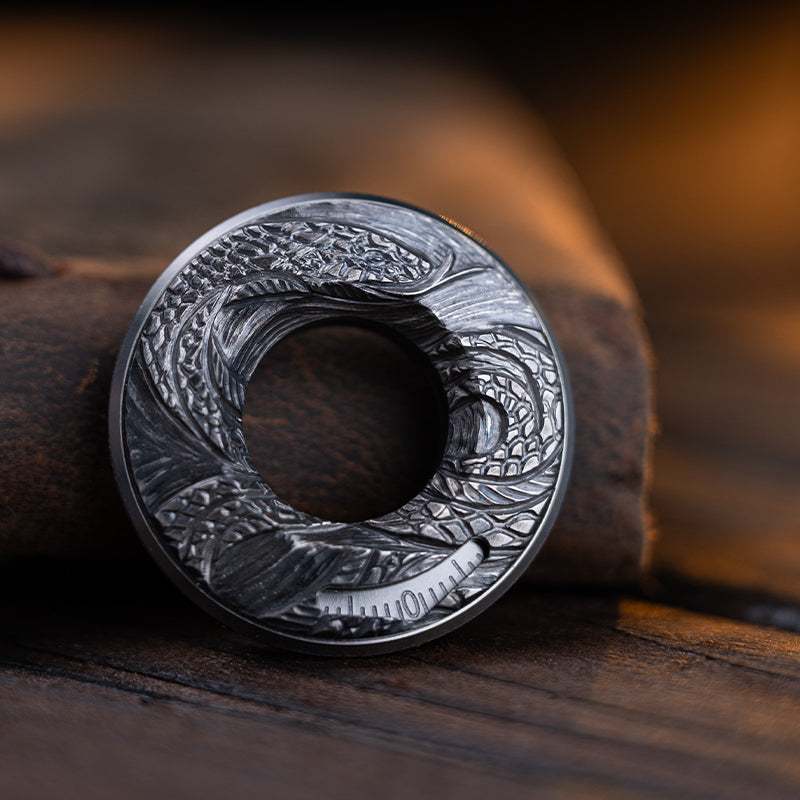 Serpent-Scaled Titanium Curve Measure Ring