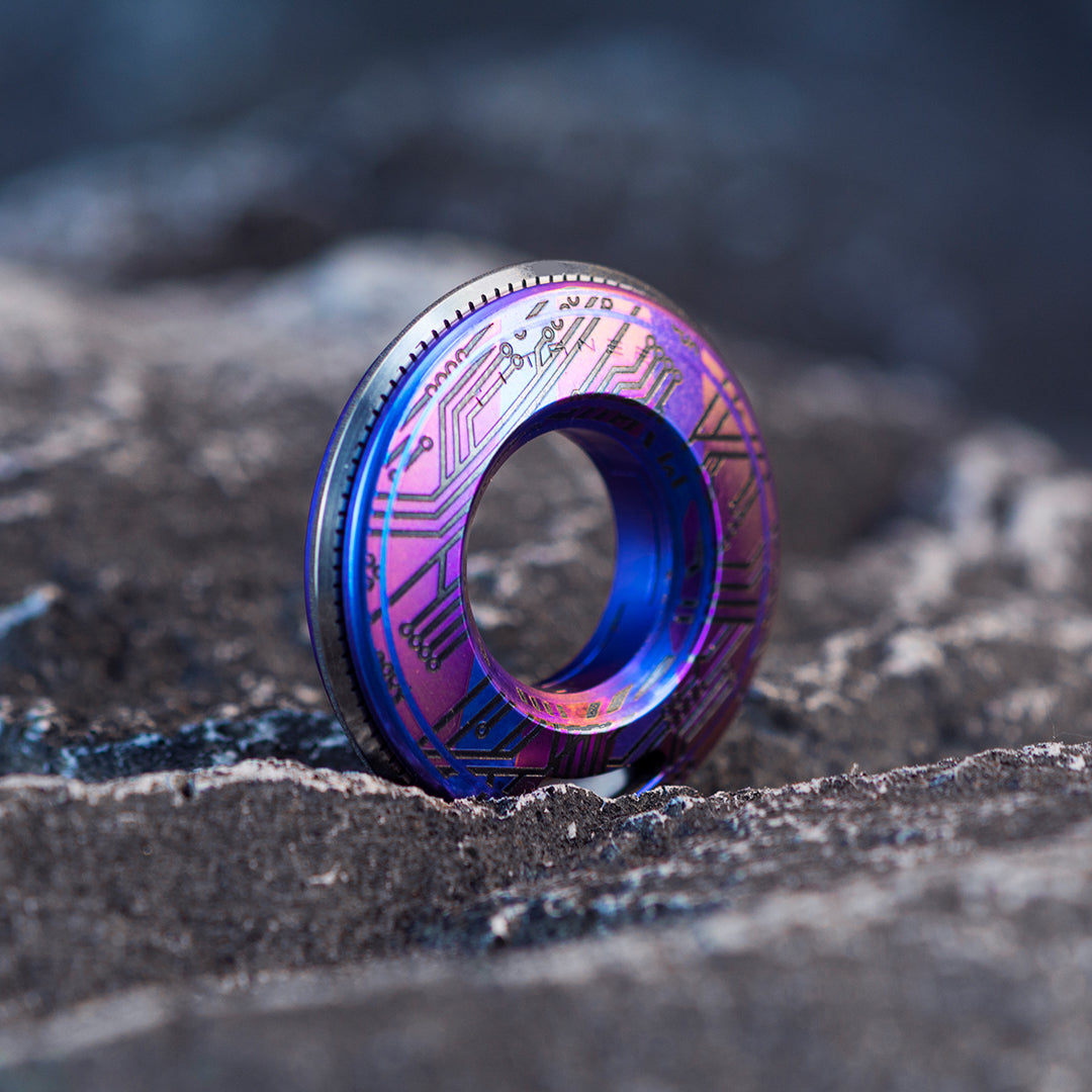 Hand-carved Tiroler: Exquisite Titanium Curve Measure Ring on Fingertips