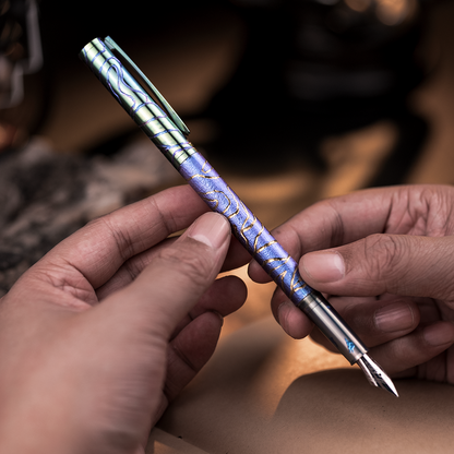 Hand-Carved Titanium Fountain Pen