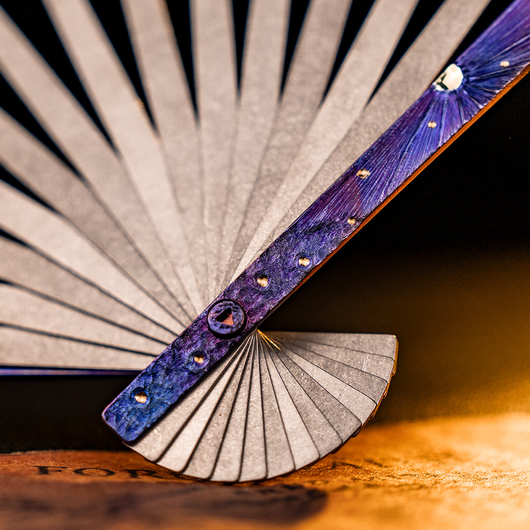 BuRan: the Titanium Hand carved Folding Fan- Starry