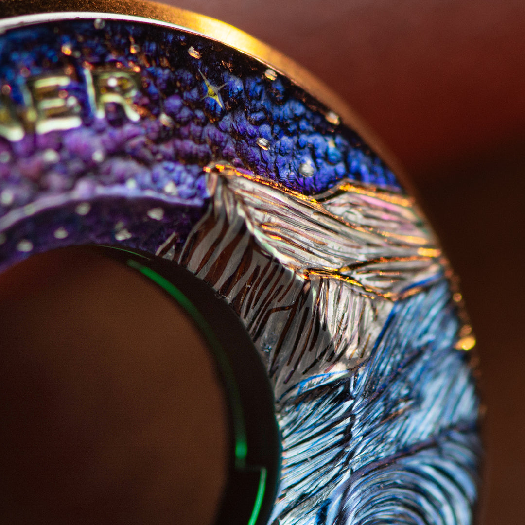Celestial-Odyssey Titanium Curve Measure Ring