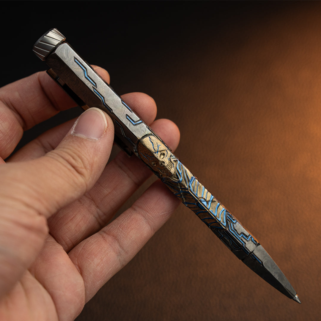 Nether Pillar: Hand Carved Titanium EDC Pen【Limited 20 Pcs