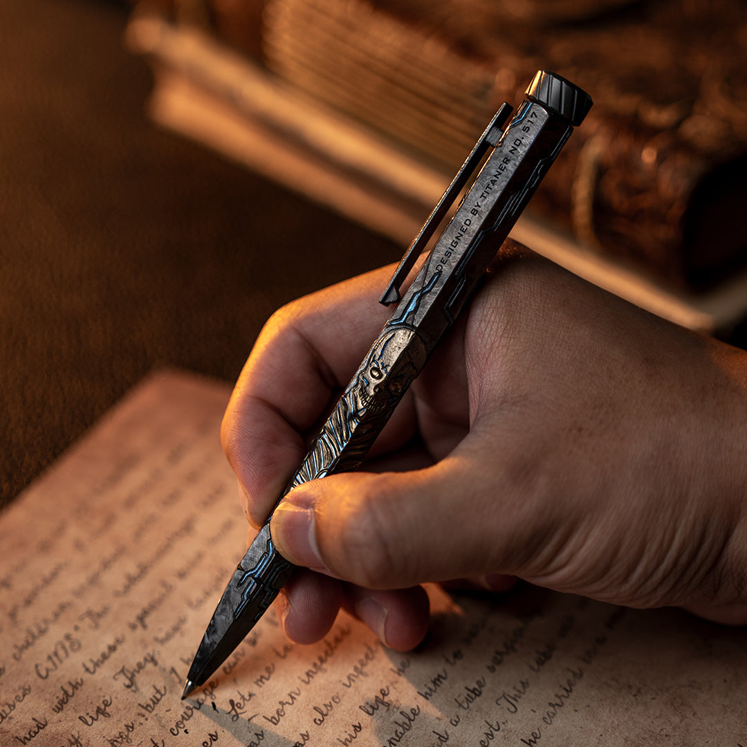 Nether Pillar: Hand Carved Titanium EDC Pen【Limited 20 Pcs