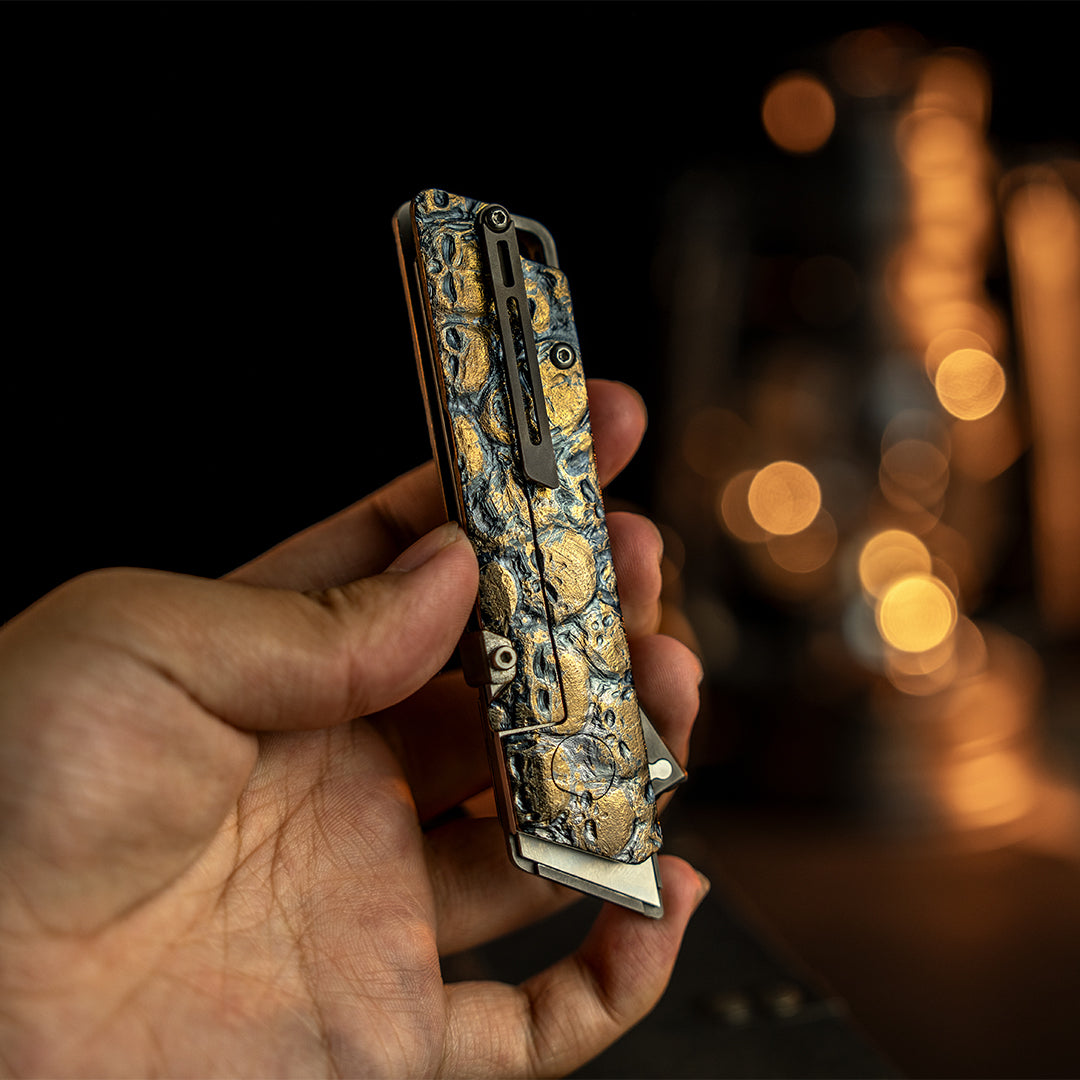God Skull: Hand Carved Raven Titanium Utility Folding Knife【Limited 30 Pcs】