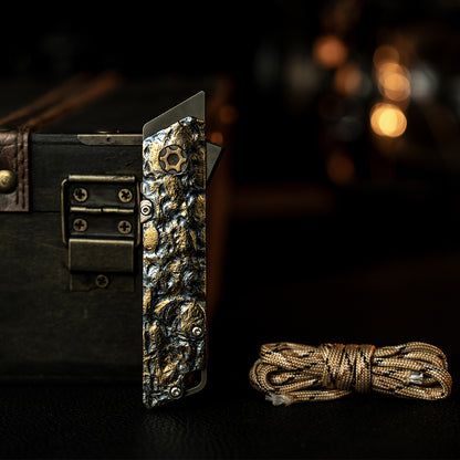 God Skull: Hand Carved Raven Titanium Utility Folding Knife【Limited 30 Pcs】