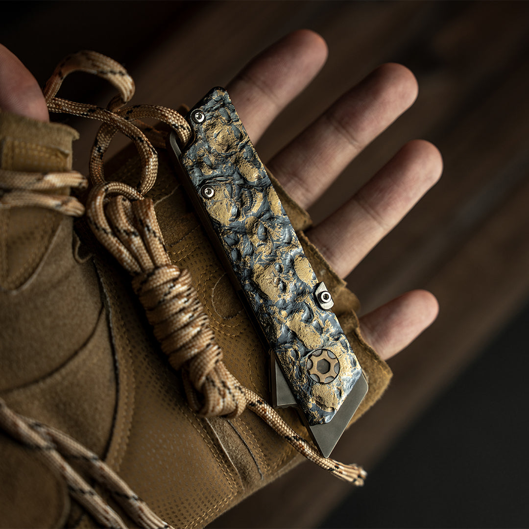 God Skull: Hand Carved Raven Titanium Utility Folding Knife【Limited 30 Pcs】