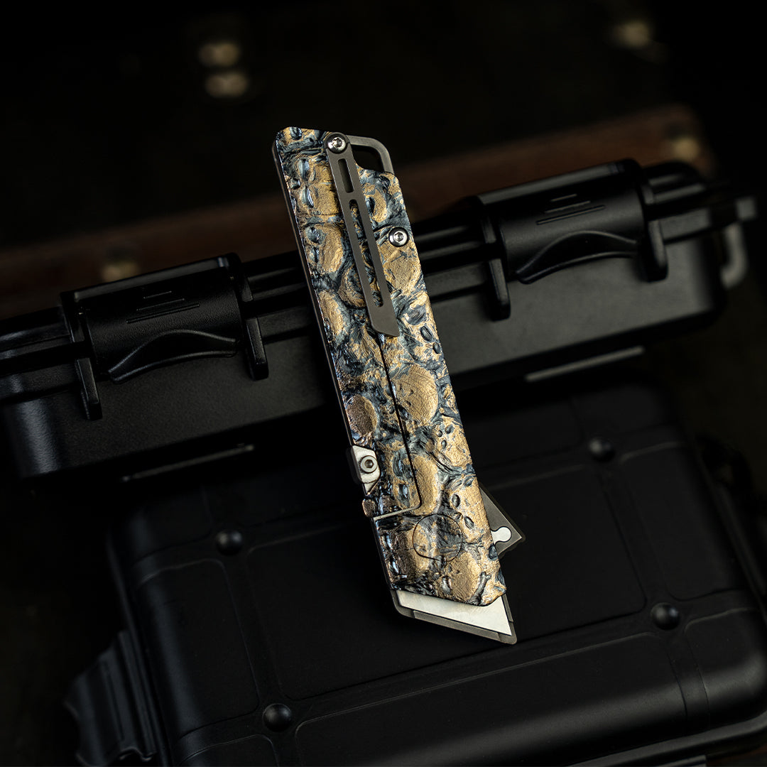 God Skull: Hand Carved Raven Titanium Utility Folding Knife【Limited 30 Pcs】