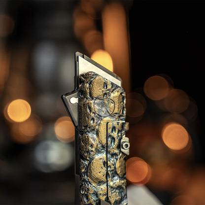 God Skull: Hand Carved Raven Titanium Utility Folding Knife【Limited 30 Pcs】