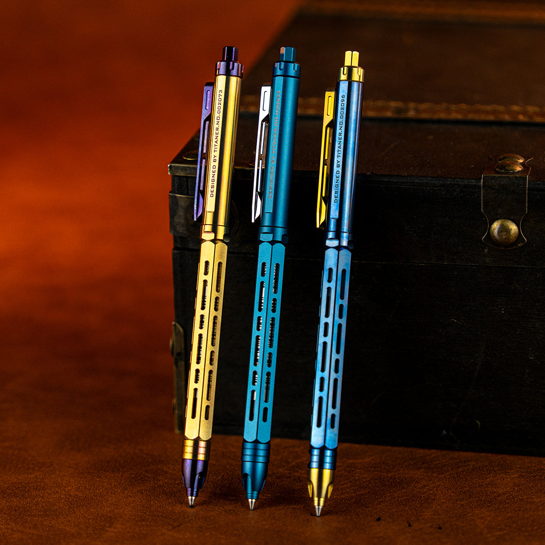 pencilpainter らん Ti-Chi Click Pen – Artisan Anodized Line – Titaner