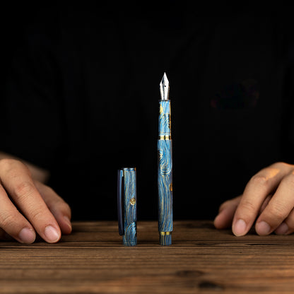 Hand-Carved Titanium Fountain Pen