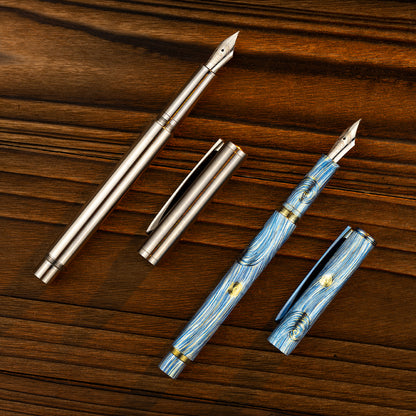 Hand-Carved Titanium Fountain Pen