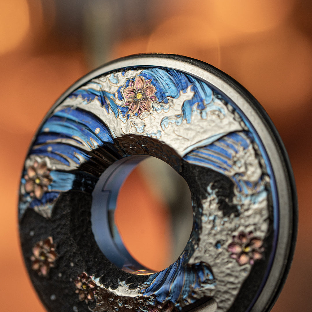 Ti-Blooms: Titanium Hand Curved Ukiyo Wave Measure Ring 2.0 【Limited 20 Pcs】