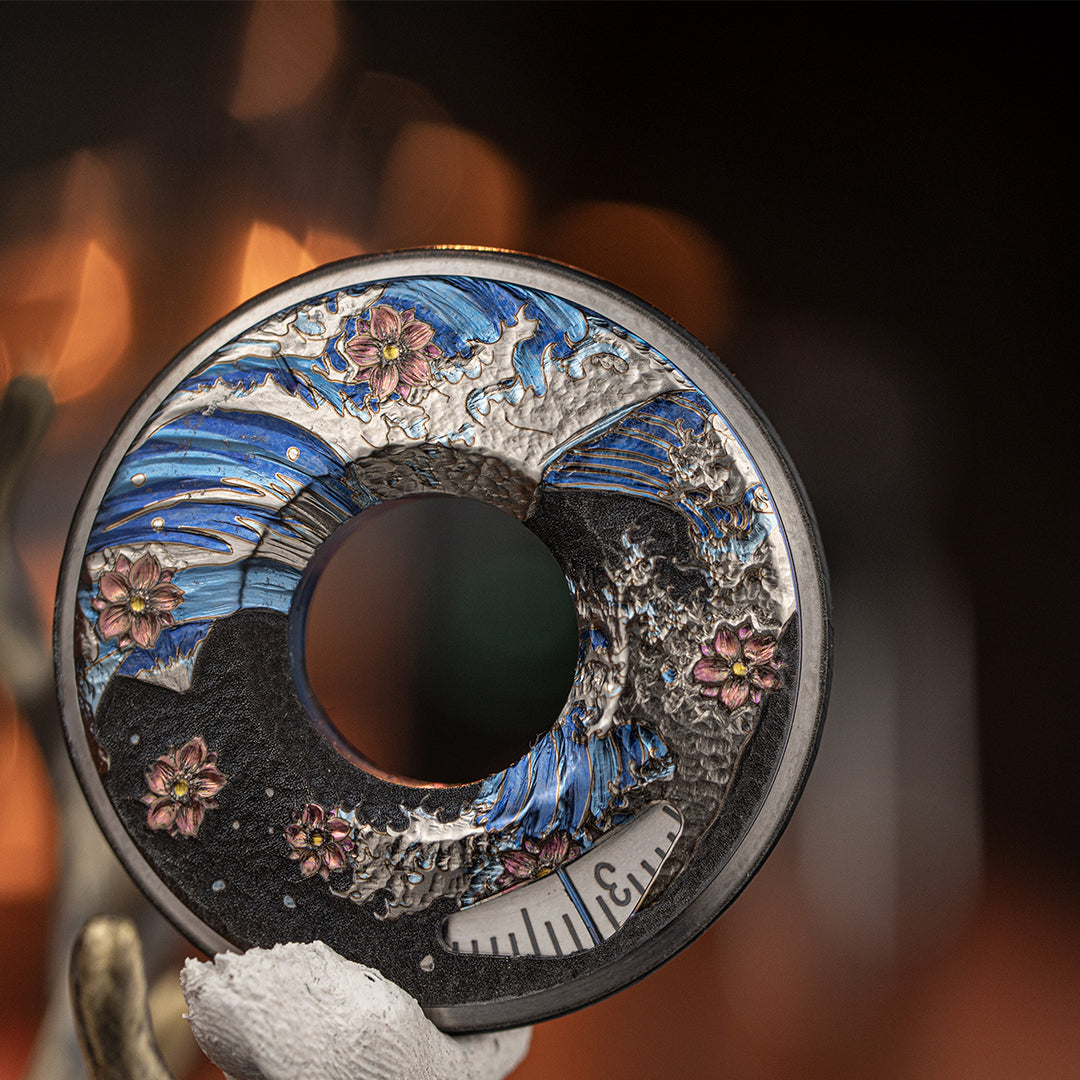 Ti-Blooms: Titanium Hand Curved Ukiyo Wave Measure Ring 2.0 【Limited 20 Pcs】