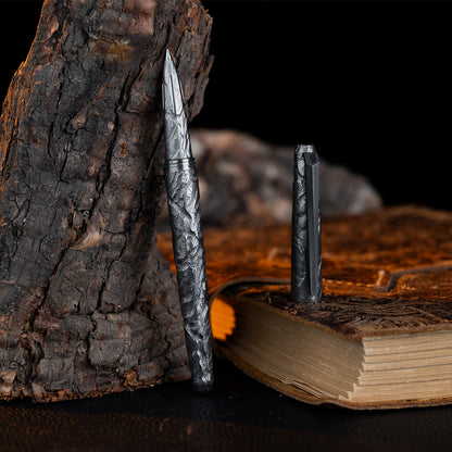 Hand-carved Titanium Tactical Ballpoint Pen