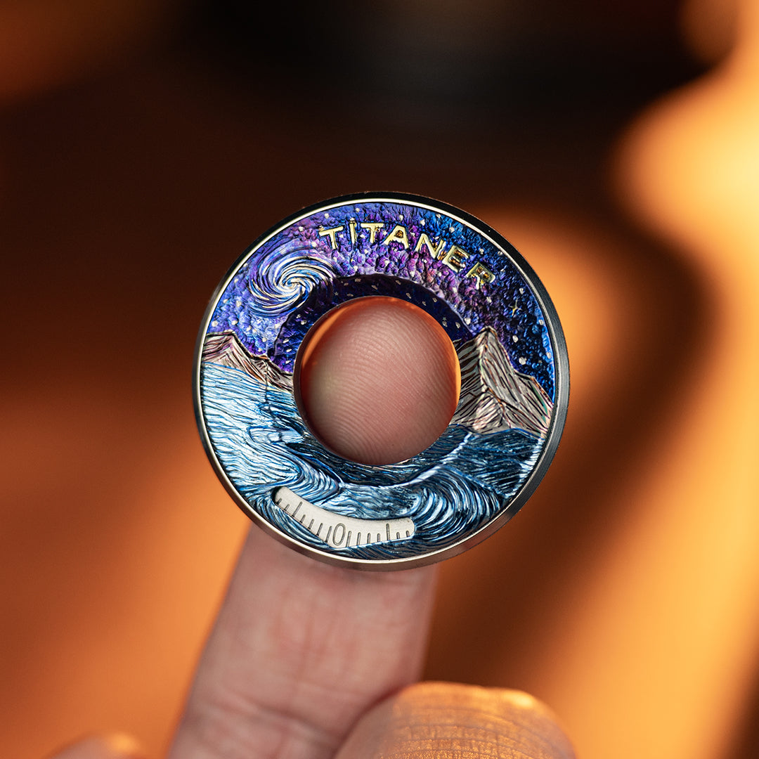 Celestial-Odyssey Titanium Curve Measure Ring