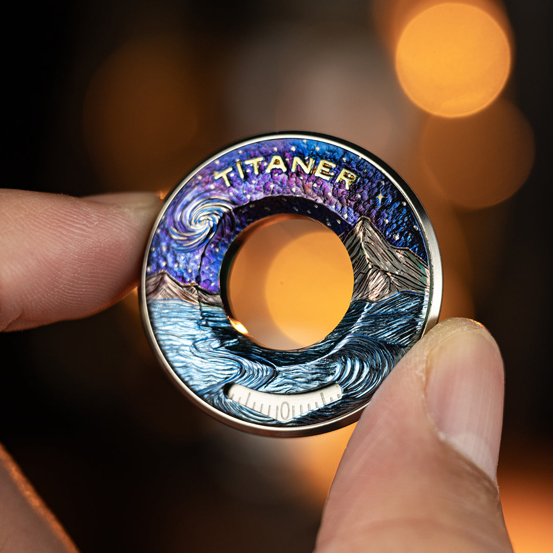 Celestial-Odyssey Titanium Curve Measure Ring