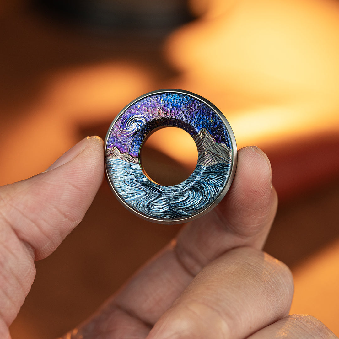 Celestial-Odyssey Titanium Curve Measure Ring