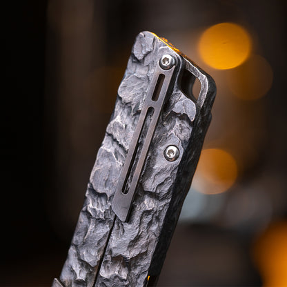 Stone-Sculpted Raven Titanium Utility Folding knife(Limited 30 pcs)