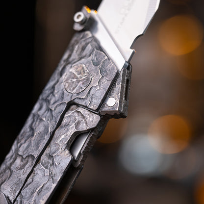 Stone-Sculpted Raven Titanium Utility Folding knife(Limited 30 pcs)