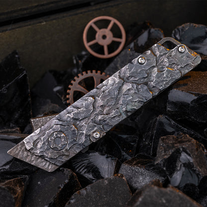 Stone-Sculpted Raven Titanium Utility Folding knife(Limited 30 pcs)