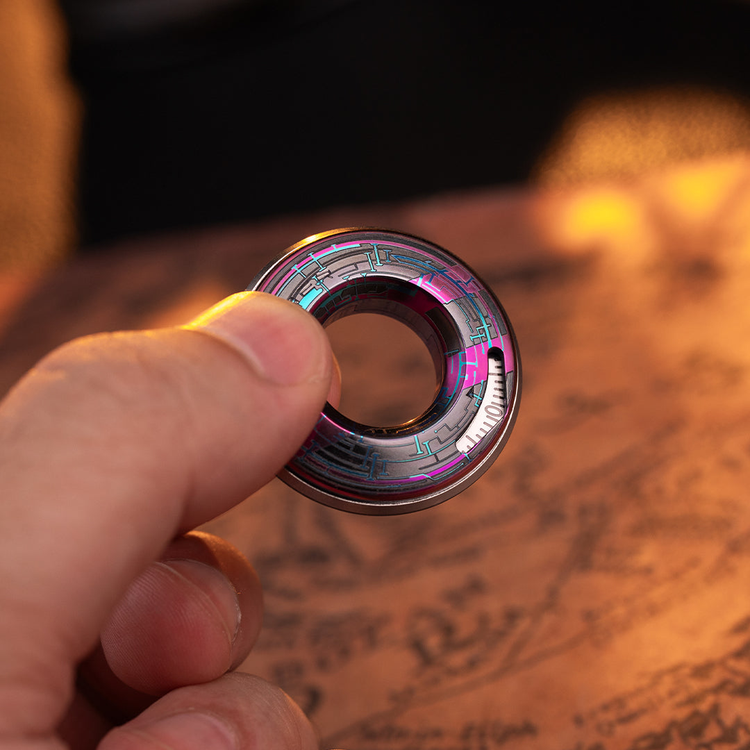 Cyber-Punk Titanium Curve Measure Ring