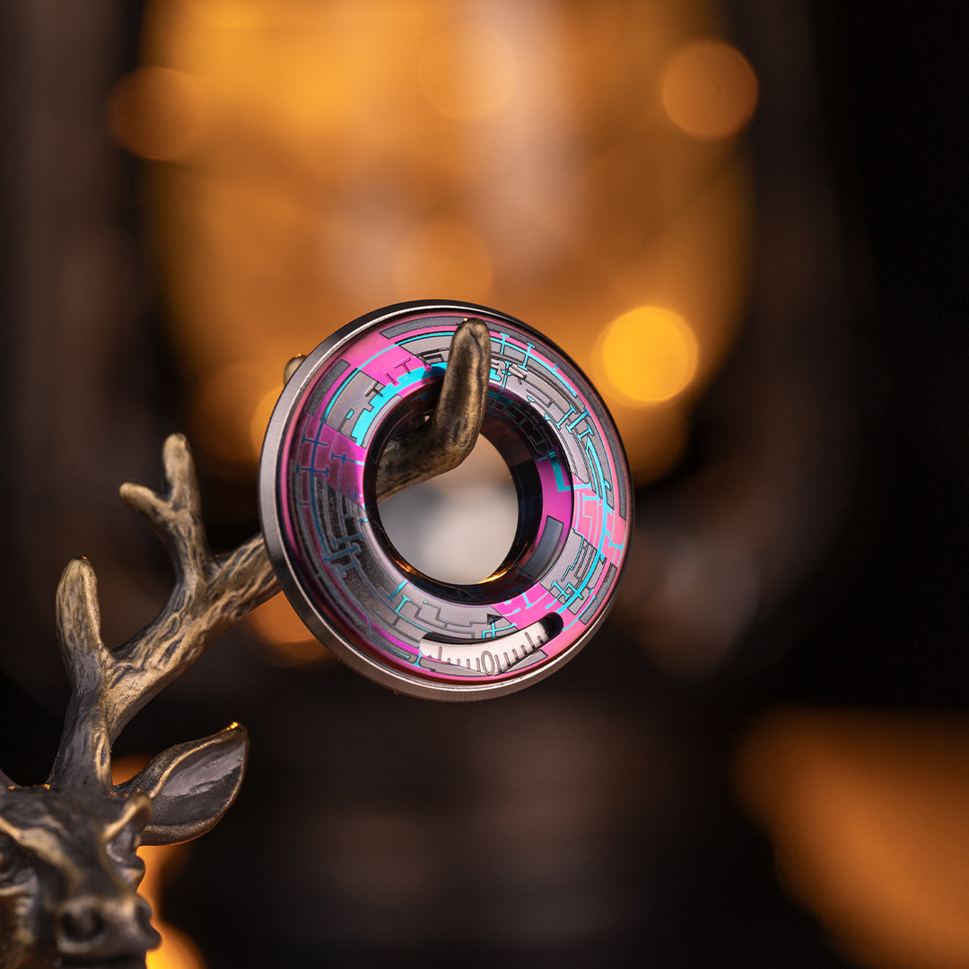 Cyber-Punk Titanium Curve Measure Ring