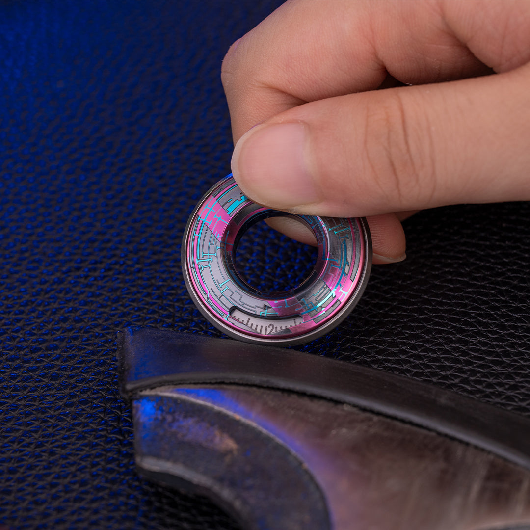 Cyber-Punk Titanium Curve Measure Ring