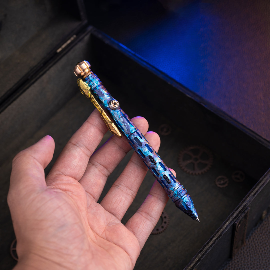 Camouflage Blue Titanium Tactical Bolt-Action Pen(Limited 50 pcs)