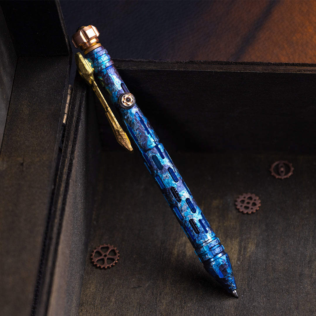 Camouflage Blue Titanium Tactical Bolt-Action Pen(Limited 50 pcs)