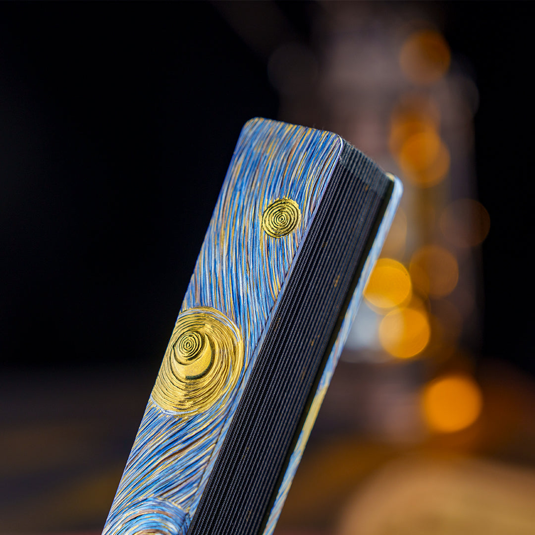 BuRan: the Titanium Hand carved Folding Fan- Starry Sky